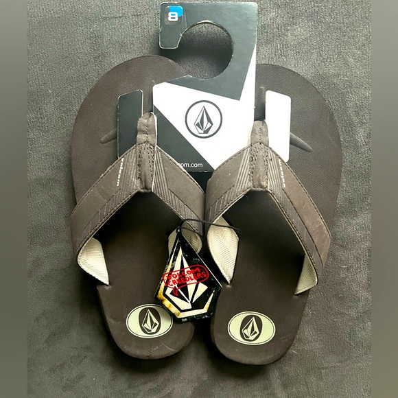 NEW☑️NEVER WORN☑️ VOLCOM Brown & Tan Randall Flip Flops X Size : 8 - Picture 2 of 3